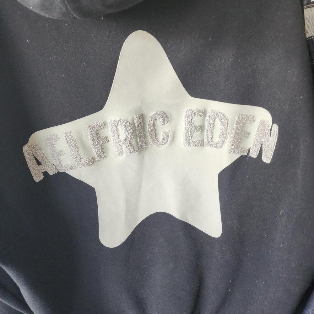 Aelfric Eden Black Star Hoodie ✦ Rhinestone Graphic ✦ Y2K Streetwear ✦ Size L